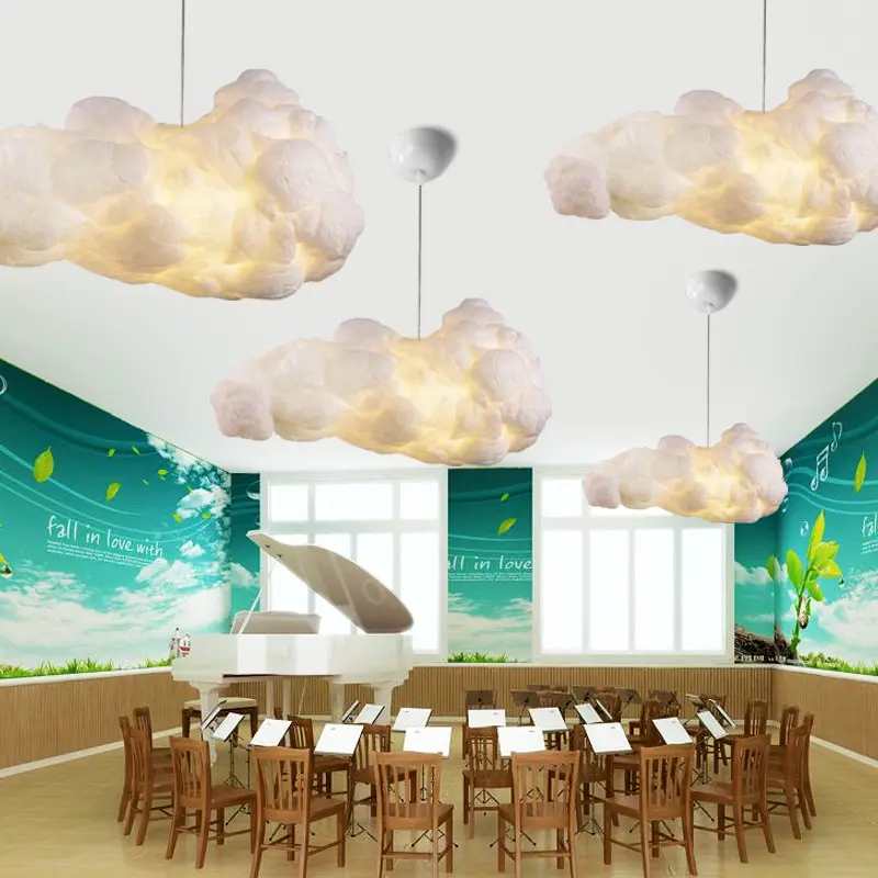 Yaratıcı DIY pamuk bulut ışığı el yapımı bulut avize yüzen bulut lambası gece lambası bebek çocuk yatak odası dekorasyon