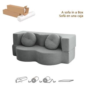 Ghế sofa giường gấp đa năng, kích thước lớn 79 inch, chất liệu nhung Teddy, đệm mút dày, không cần lắp ráp, dùng cho phòng khách & phòng ngủ, màu trắng - Product Image 2