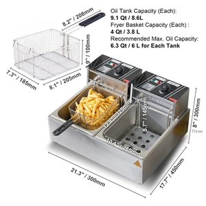 <span class=keywords><strong>Friteuse</strong></span> <span class=keywords><strong>électrique</strong></span> commerciale 12L double réservoirs amovibles 220V comptoir poulet frites frites frites 6L - Product Image 6