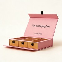Boîte cadeau personnalisée pour noix de cajou fantaisie, boîte d'emballage magnétique recyclable, boîte de rangement alimentaire de luxe rose, boîtes en papier