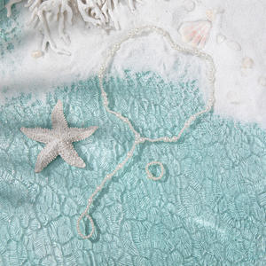 Conjunto de Joyería para Pies Pearl Beach, Tobillera de Doble Capa y Anillo para el Dedo del Pie para Mujer, Estilo Simple de Verano, Conjunto de 2 Piezas - Product Image 1