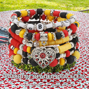 Beaded <b>Bracelets</b> Set Heart Charm <b>Red</b> Yellow Black Bohemia Style Unisex Jewelry Gift - Product Image 2