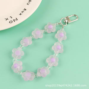 Porte-clés voiture créatif couleur bonbon pendentif perles mignonnes fleur transparente sac de couple accessoires de décoration - Product Image 6