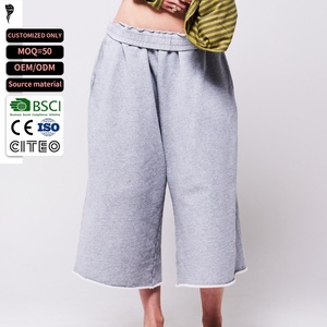 Shorts Capri en Tricot Uni pour Hommes, Taille Élastique, Style Décontracté, 100% Coton, Tissu Respirant, Fournisseur OEM ODM - Product Image 1