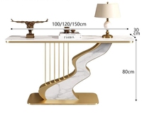 Table console moderne de luxe écologique, facile à nettoyer, extensible, avec rangement, plateau en pierre, design convertible, meuble de salon avec pieds