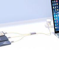 Câble de charge rapide multi-téléphones 1,2 m, conducteur en cuivre pur, tressé en nylon, connecteur 3-en-1 de haute qualité pour ordinateur et mobile