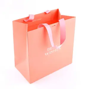 Luxury Ribbon Xử Lý Boutique Shopping Bao Bì Tùy Chỉnh In Túi Quà Tặng Giấy Với Logo