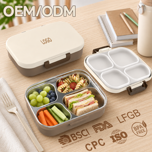 Kids Stainless Steel <b>Lunch</b> <b>Box</b> 4 Compartments Leak Proof Bpa Free PP Removable Lid Rectangle Design for <b>Children</b> - Product Image 4