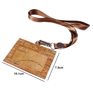 Boshiho RTS Vegan Cork Card Horizontal <b>Id</b> Badge <b>Holder</b> Friendly Retractable Security Badge <b>Holder</b> with Lanyard - Product Image 2