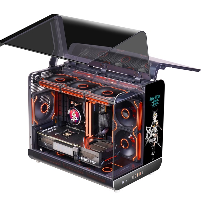 ZeroMaster Phantom Wing LCD Screen Game Case New Cool Appearance Game Computer Case Tempered Glass New LCD Screen Computer Case