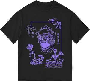 เสื้อแขนสั้นลายกราฟฟิตีสุดสร้างสรรค์ใส่ได้ทั้งชายและหญิงเสื้อ Y2k ลำลองแนวสตรีทแร็ปเปอร์สำหรับฤดูร้อน - Product Image 4