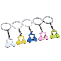 Porte-clés en métal 3D en gros, mini-voiturette de golf colorée, pour souvenirs de parcours de golf et cadeaux événementiels