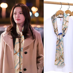 ผ้าพันคอโพลีเอสเตอร์ขนาดเล็กสำหรับผู้หญิงมุสลิม สไตล์เกาหลี ผ้าบาง ใส่ได้ทุกโอกาส ผ้าพันคอทรงสี่เหลี่ยมผืนผ้า ผูกผมได้ ใช้กับเสื้อเชิ้ตได้ สวยสง่า - Product Image 6