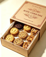 Boîtes rigides de style tiroir écologiques de qualité alimentaire avec logo personnalisé, en papier kraft enduit, emballage cadeau en carton pour biscuits