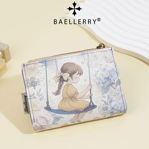 กระเป๋าใส่บัตรลายดอกไม้และแมวสไตล์อนิเมะสำหรับผู้หญิง ยี่ห้อ Baellerry พร้อมช่องใส่เหรียญแบบซิปเดียว ขนาดเล็ก เหมาะสำหรับใช้ในชีวิตประจำวัน - Product Image 3
