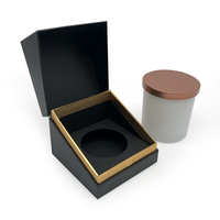 Boîtes d'emballage de luxe pour bougies en verre noir, ensemble cadeau de 2 pièces, avec couvercle et base personnalisés, vente en gros
