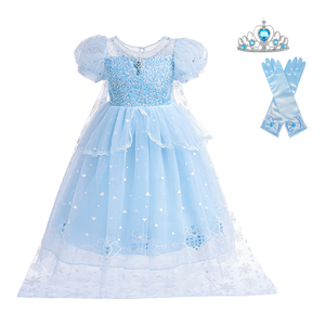 Robe de princesse pour filles, déguisement d'Halloween, costumes de <span class=keywords><strong>film</strong></span> et de télévision avec cape en polyester - Product Image 1
