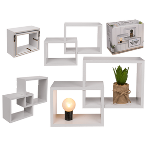 White colored <b>wooden</b> <b>shelf</b>, set of 2 pcs, - Product Image 1