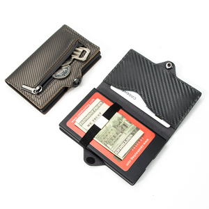 Casekey Slim <b>Rfid</b> <b>Blocking</b> Credit Card Holder Nfc Protect Pop up Atm Cardholder Carbon Fiber Mechanism <b>Wallet</b> With Coin Purse - Product Image 5