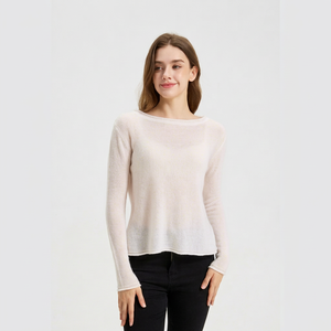 Suéter de Cachemir 100% Puro, Cuello Redondo, Manga Larga, Largo Regular, Clásico, Tejido, para Mujer, Invierno - Product Image 1