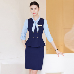 Women's Professional Hotel Receptionist Uniform Vest Solid Color Polyester Slim Fit Workwear For Beauty Salon And Wellness - Product Image 1