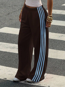 OEM Custom Manufacturers Women's <b>Y2K</b> Vintage Streetwear Stripe Sweatpants Wide Leg Casual Cotton <b>Trousers</b> with Side Stripes - Product Image 5