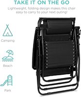 Chaise pliante grise extra large, supportant jusqu'à 400 lb, avec dossier inclinable à gravité zéro large et réglable, et porte-gobelet – Vente en gros