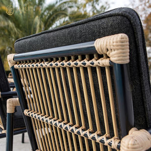 Ensemble de mobilier de <span class=keywords><strong>restaurant</strong></span> extérieur commercial JEILI, <span class=keywords><strong>grand</strong></span> parasol, table en teck, ensemble de chaises en corde, imperméable, projet de bord de piscine d'hôtel - Product Image 4