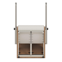 Chaise de Pilates en chêne rouge massif avec poignées ergonomiques, siège rembourré, tension de ressort réglable, entraîneur de stabilité pour studio