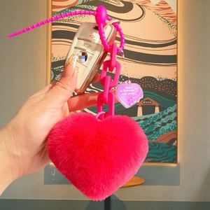 Creative Silicone Rex Rabbit Fur Heart-shaped <b>Chain</b> Keychain Exquisite Schoolbag Pendant Couple Pendant Car <b>Key</b> <b>Chain</b> - Product Image 2