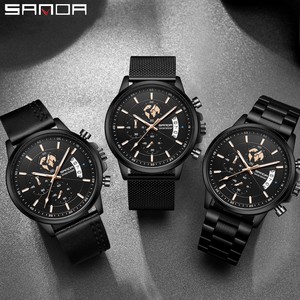 นาฬิกาควอตซ์ผู้ชาย Sanda 5015 ขายดี สายหนังและสายเหล็ก ดีไซน์ทันสมัย เหมาะสำหรับธุรกิจ หน้าปัดหกเข็ม กันน้ำ - Product Image 6
