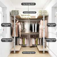 Étagère de rangement ouverte en métal réglable et élégante avec plusieurs niveaux de rangement pour l'aménagement de placards d'appartement