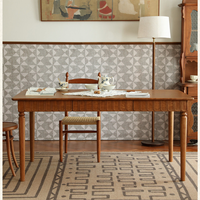 Table de salle à manger sur mesure en bois massif, avec plateau sculpté, bureau en bois, table de conférence de luxe à pieds tournés pour hôtel