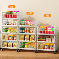 Chariot de rangement de cuisine à quatre niveaux, sur pieds, mobile, imperméable, durable, moderne, multifonctionnel pour la maison