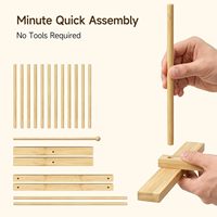 Séchoir à pâtes en bambou avec baguette de transfert et 12 barres, support de séchage pour nouilles, pour cuisine