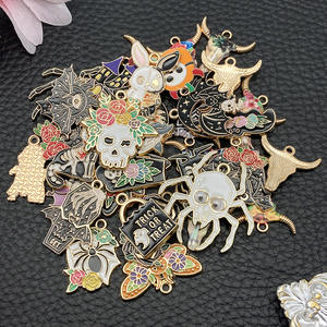 อุปกรณ์ DIY ฮาโลวีนแบบข้ามพรมแดนสำหรับเด็กจี้รูปหัวกะโหลกผีค้างคาวน้ำมันดีไซน์แบบห้อยโลหะผสมจี้แฟชั่น - Product Image 2