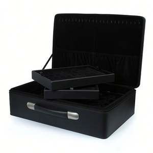 Caja de anillo de terciopelo de franela con logotipo personalizado para brazalete, pulsera, regalo, negro - Product Image 3