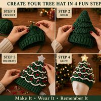 Kit DIY Lumineux pour Chapeau en Peluche de Noël au Crochet – Pack de Matériaux pour Décoration Portable – Meilleure Vente