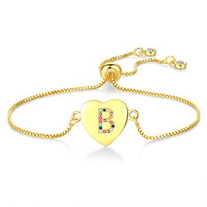 Pulsera de corazón con 26 letras para mujer, brazalete con nombre, cadena de mano de circón Multicolor, accesorios de mano para mujer, ajustable, AZ - Product Image 2