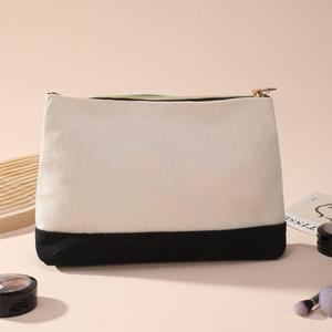 Bolsa de Aseo Portátil a Rayas para Viaje, Bolsa de Aseo Grande a Rayas, Bolsa de Maquillaje de Lona de Algodón Ecológica - Product Image 4