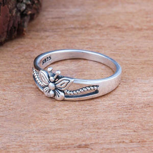 Anillo de Plata con Flor F212, Estilo Vintage, Unisex, Joyería de Regalo, Diseño Sencillo, Anillos de Moda - Product Image 3