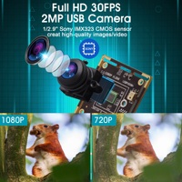 ELP 1080P H.264 Iluminación baja Lente ojo de pez de 180 grados 0,01 Lux IMX323 Módulo de cámara USB para monitoreo de seguridad en el hogar, PC, Pi