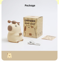 Veilleuse LED Capybara en silicone souple, rechargeable, à intensité variable, fonctionnant sur piles, lampe de chevet pour chambre de bébé, nouveauté