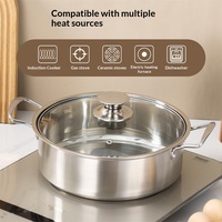 Ensemble de 3 casseroles en acier inoxydable non revêtu, style coréen, pour cuisson à induction