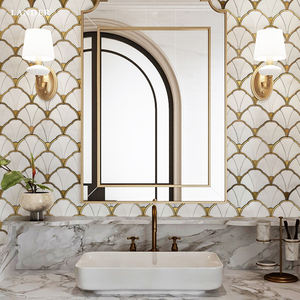 Pietra di Lander nuovo Design Waterjet marmo <span class=keywords><strong>mosaico</strong></span> <span class=keywords><strong>mattonelle</strong></span> per bagno soggiorno natura pietra a getto d'acqua <span class=keywords><strong>mattonelle</strong></span> di <span class=keywords><strong>mosaico</strong></span> in marmo - Product Image 2