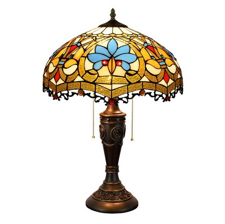 ティファニースタイルテーブルランプ電気スタンドガラスランプ