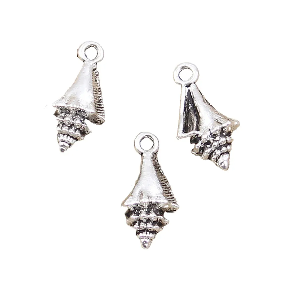Charms tarak kabuklu deniz hayvanı kabuğu 21x11x6mm tibet gümüş renk kolye antik takı yapımı DIY el yapımı zanaat