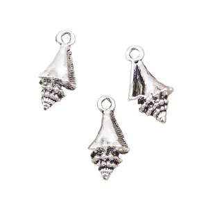 Charms sò ốc vỏ ốc xà cừ 21x11x6mm Mặt Dây màu bạc Tây Tạng đồ trang sức cổ làm thủ công tự làm