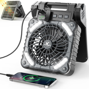 Ventilatore Solare da Campeggio con Luce, 4 Velocità, Ricaricabile a Batteria - Product Image 3