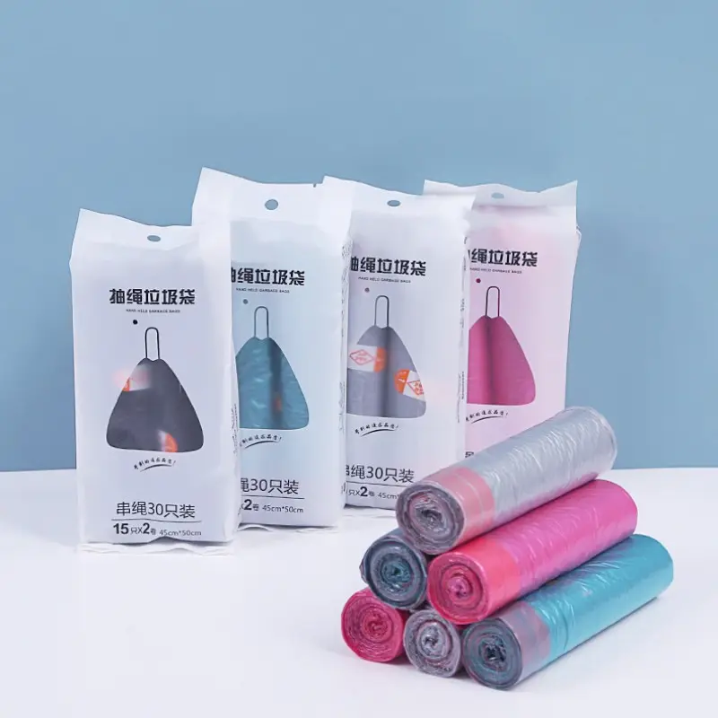 Magic Factory Wholesale Plastic Drawstring Trash Garbage Bag On Roll Heavy Duty Bin Liner Trash Bags